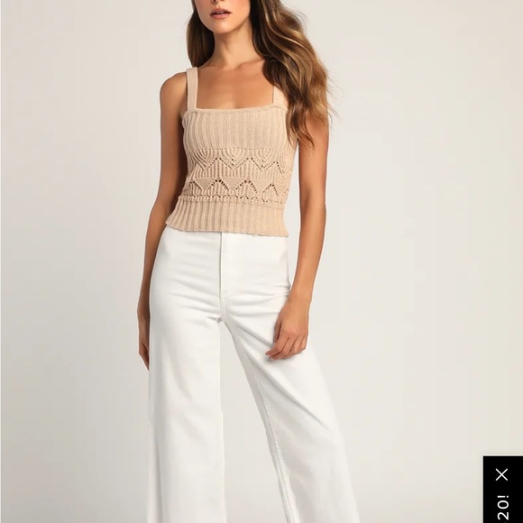 Lulu’s Point for Me Pointelle Knit Tank Top Size M - Picture 2 of 7